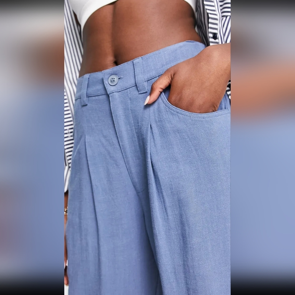 Asos Blue Linen Pants - Picture 3 of 4